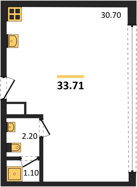 Планировка Студия 33,7 м², ЖК HARMONY
