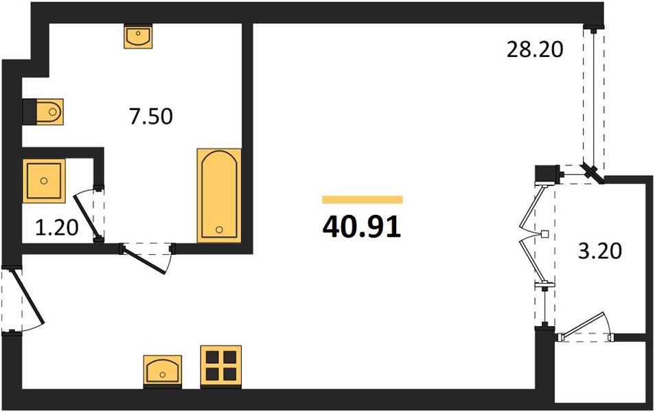 Планировка Студия 40,9 м², ЖК The Marin Phuket
