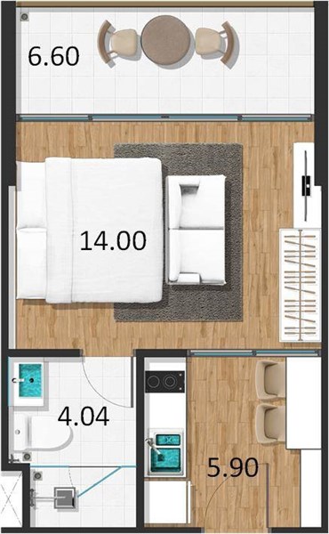Планировка 1 спальня 30,5 м², ЖК Proud Rawai Condominium