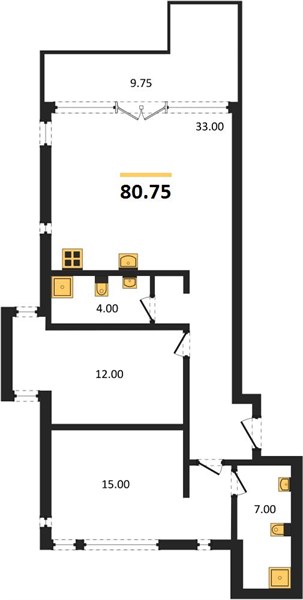 Планировка 2 спальни 76,1 м², ЖК Bright Phuket