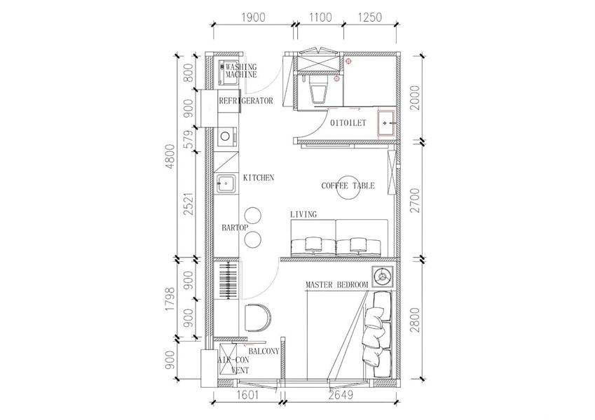 Планировка 1 спальня 35 м², ЖК Capri Residence