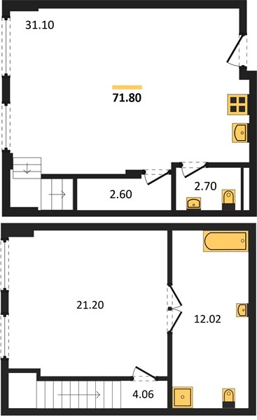 Планировка 1 спальня 71,8 м², ЖК Wyndham La Vita