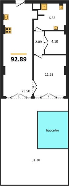Планировка 1 спальня 92,9 м², ЖК The Panora Phuket Condo