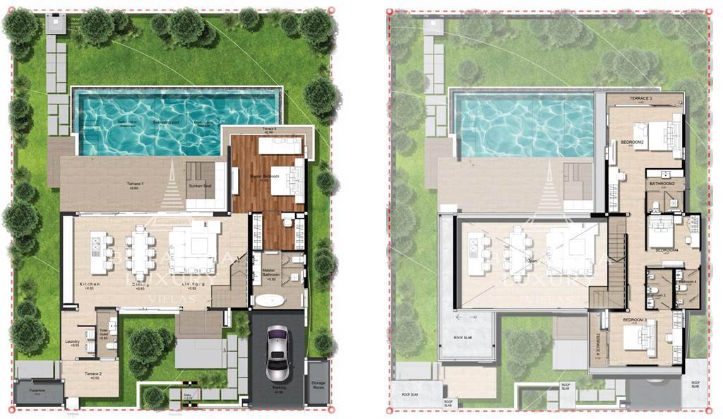 Планировка 4 спальни 405 м², ЖК Botanica Foresta 2