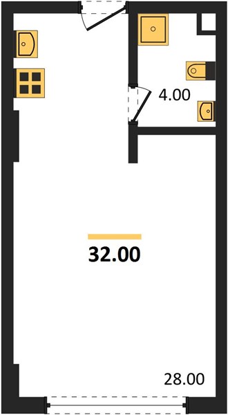 Планировка Студия 32 м², ЖК Utopia Dream