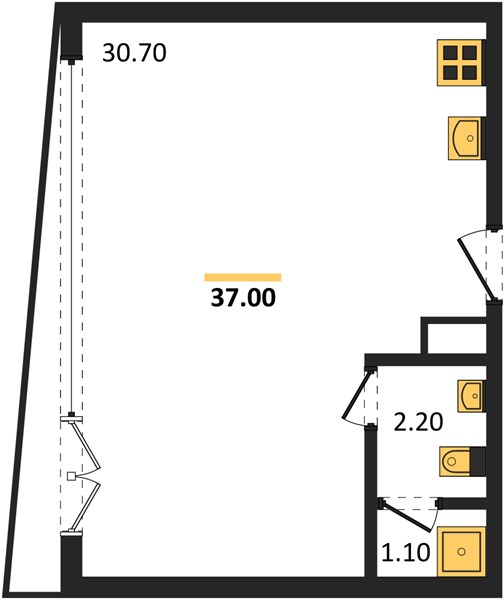 Планировка Студия 37 м², ЖК HARMONY