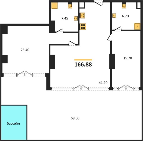 Планировка 2 спальни 166,9 м², ЖК The Panora Phuket Condo
