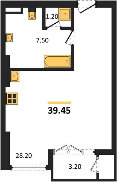 Планировка Студия 39,5 м², ЖК The Marin Phuket