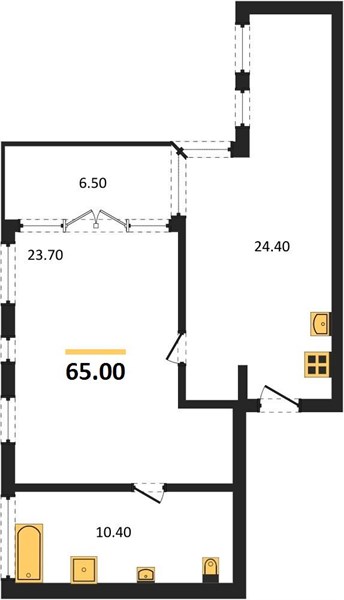 Планировка 1 спальня 65 м², ЖК MGallery Residences MontAzure