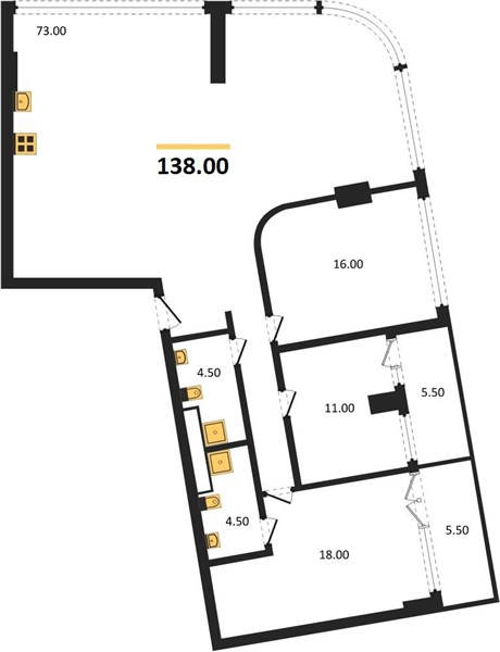 Планировка 3 спальни 138 м², ЖК Above Element Condominium