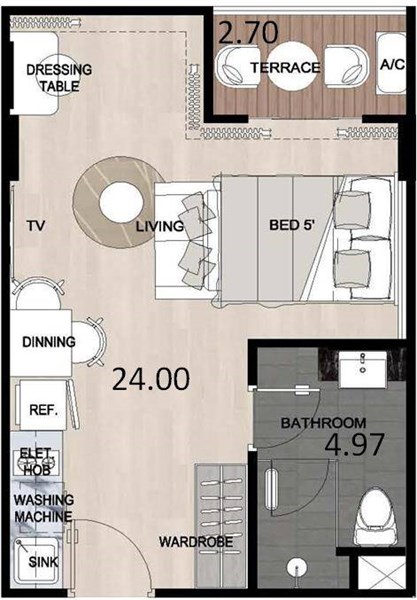Планировка Студия 31,7 м², ЖК Sea Heaven Phuket