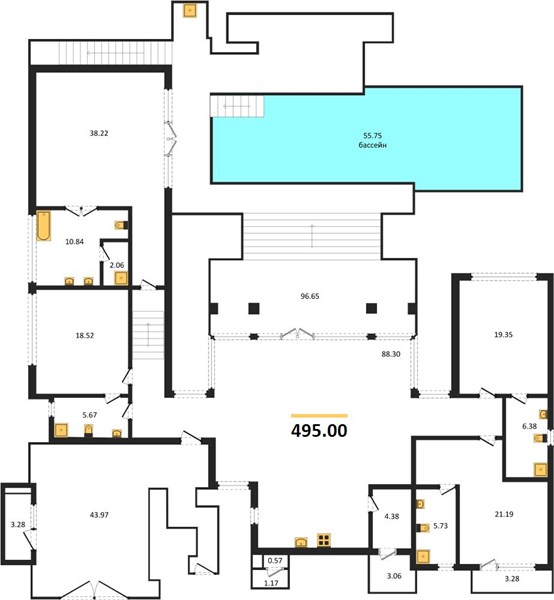 Планировка 4 спальни 495 м², ЖК Botanica Lakeside ll