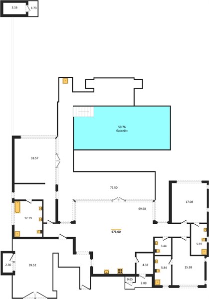 Планировка 3 спальни 673 м², ЖК Botanica Forestique