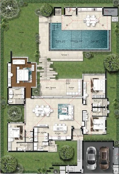 Планировка 4 спальни 376 м², ЖК Botanica Foresta 2