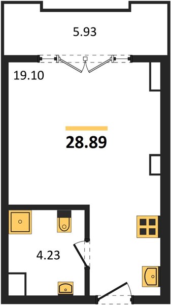 Планировка Студия 28,9 м², ЖК Utopia Dream