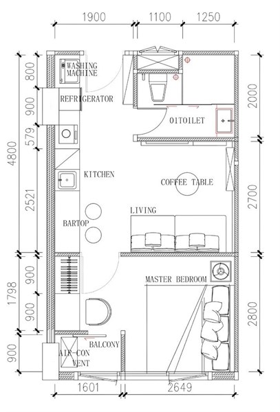Планировка Студия 35 м², ЖК Capri Residence