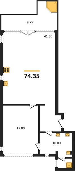 Планировка 1 спальня 74,4 м², ЖК Bright Phuket
