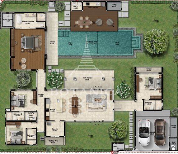 Планировка 4 спальни 507 м², ЖК Botanica Grand Avenue