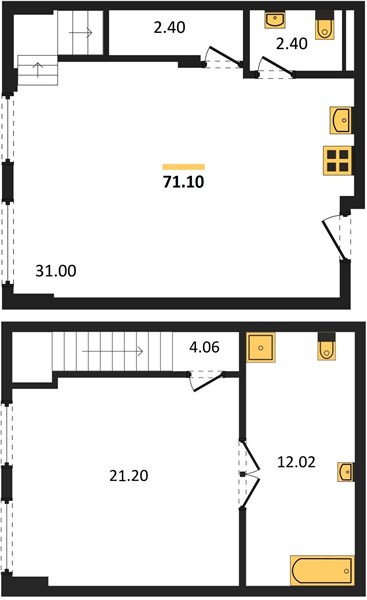 Планировка 1 спальня 71,1 м², ЖК Wyndham La Vita