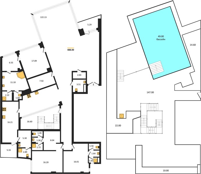 Планировка 3 спальни 488 м², ЖК Banyan Tree Beach Residences Sirena(Seaview Residences)