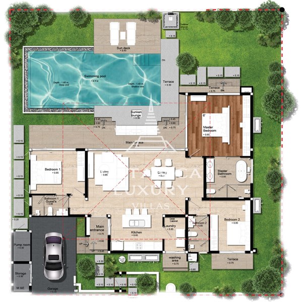 Планировка 3 спальни 450 м², ЖК Botanica Four Seasons
