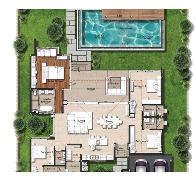 Планировка 4 спальни 435 м², ЖК Botanica Grand Avenue