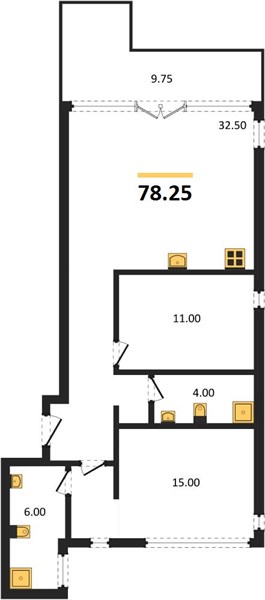 Планировка 2 спальни 74,7 м², ЖК Bright Phuket