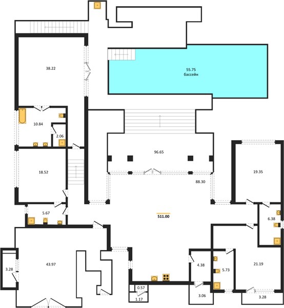 Планировка 4 спальни 520 м², ЖК Botanica Lakeside ll