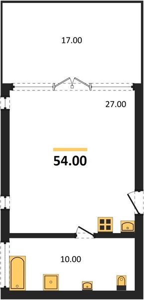 Планировка Студия 54 м², ЖК MGallery Residences MontAzure